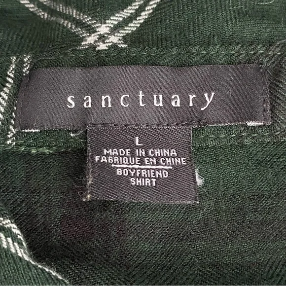 Sanctuary Green Plaid Boyfriend Shirt - Picture 8 of 11